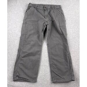 Carhartt Pants Mens 36x28 Gray Canvas Original Dungaree Fit Carpenter B151 FAT